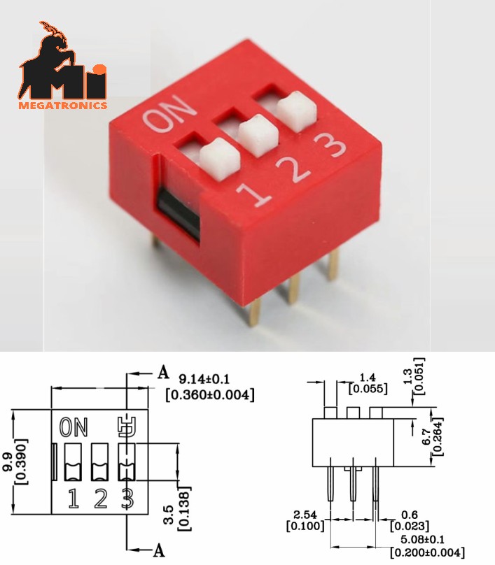 DS-03 flat dial switch 3 bit code switch 2.54mm pin DIP switch