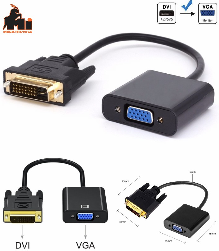 25CM Active Dual link DVI to VGA converter DVI-D (24+1) male to VGA FEMALE  Vide