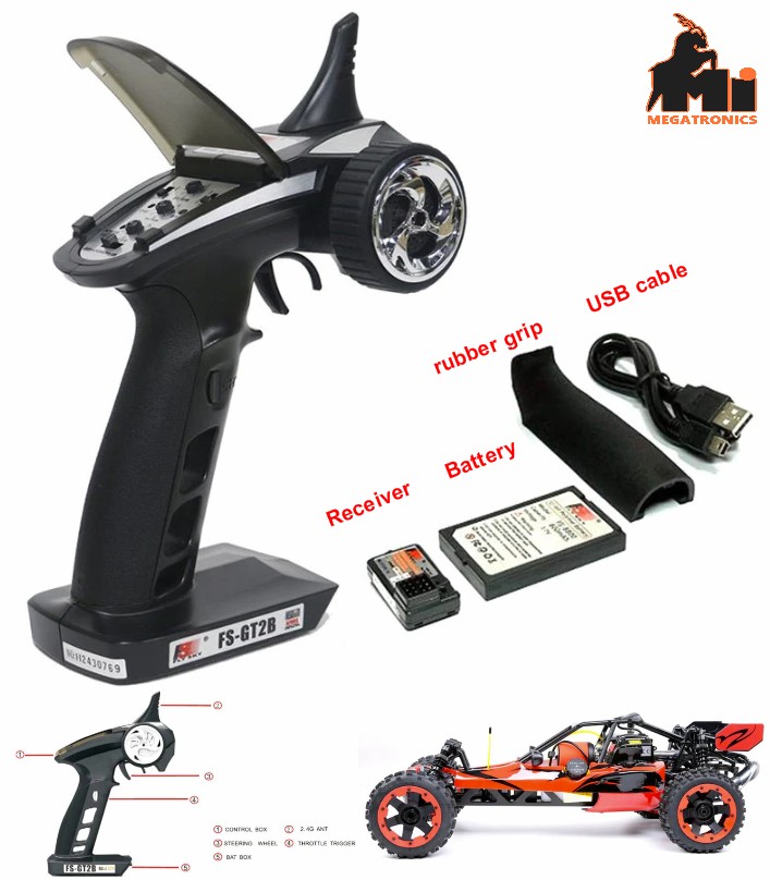 Flysky FS-GT2B 2.4G 3-Channels Remote control transmitter receiver buggy
