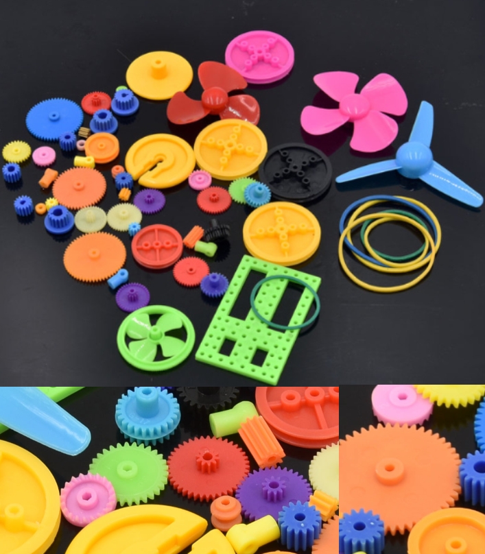 Colorful DIY 55 kinds of Plastic Gear Gearbox Toy STEM