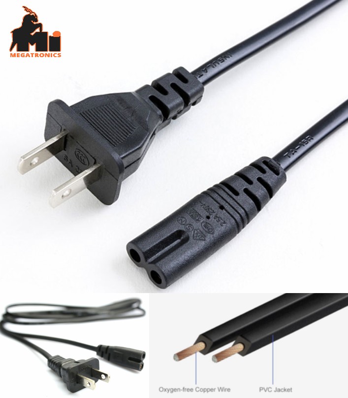 UL Power cord Extension Cord 5A 220V 2 Pin Ac US Power lead wire Cord