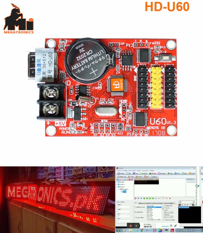 HD-U60 LED Control Card with USB Port single color display driver