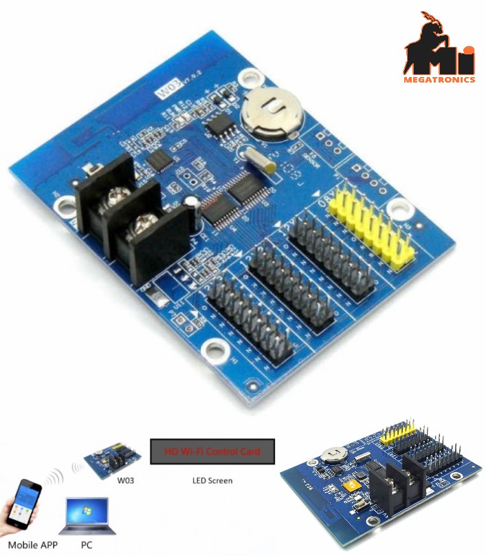 HD-W03 Three Row Single Color WiFi LED Display Controller Card, 3x HUB12, 1xHUB0