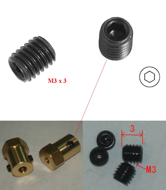 M3 Headless hex grub screw bolt M3x3mm