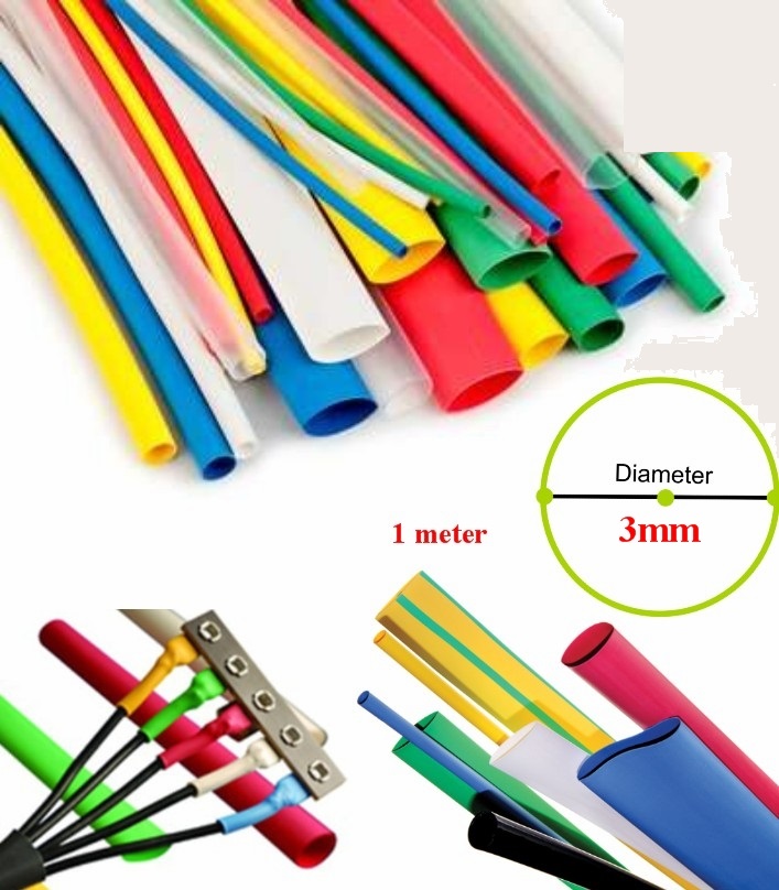1Meter 3mm Heat Shrink Tube Wire Wrap Cable Sleeve Shrinkable Wrap Sleeve