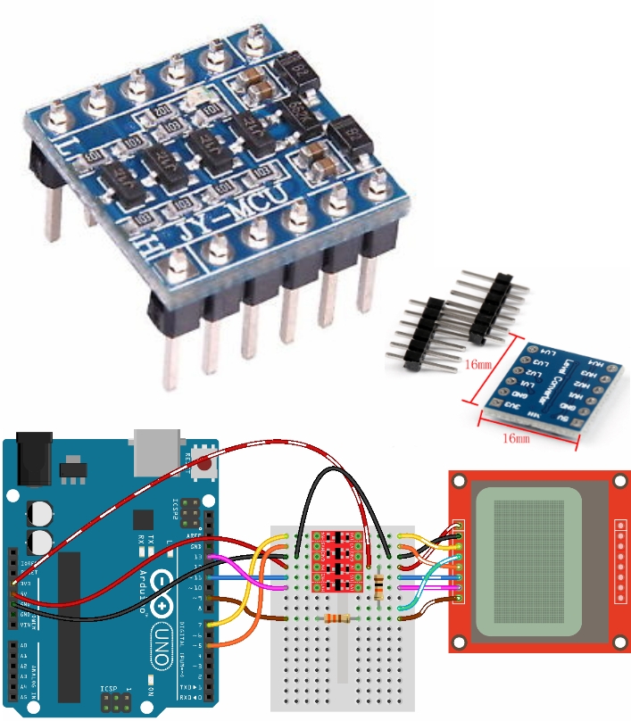 5V 3V IIC UART SPI Level 4-Way Converter Module