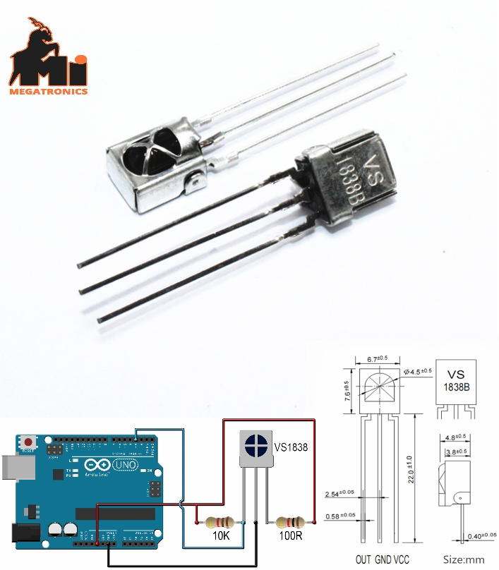 IR Infrared Receiver 1838 TL1838 VS1838B 38Khz Diode