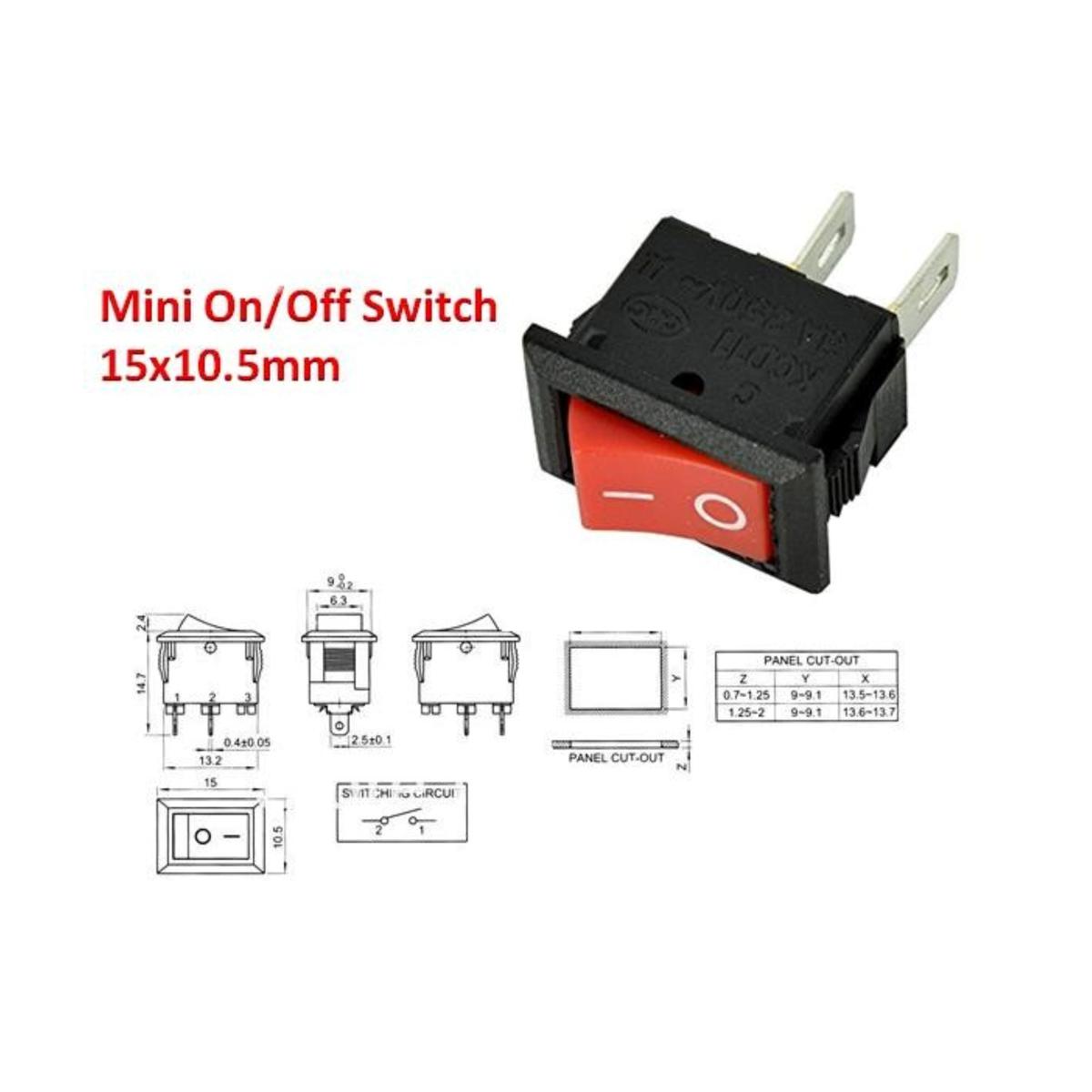 KCD1 Power ON/OFF Switch Black Red Latching Button