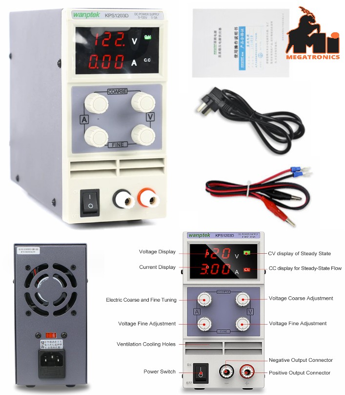 120V 3A KPS1203D Bench digital Power Supply Adjustable DC variable Switch Labora