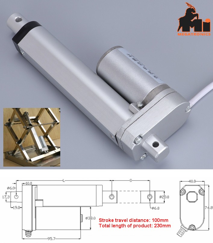 100mm 12V DC High Torque Linear Actuator Motor