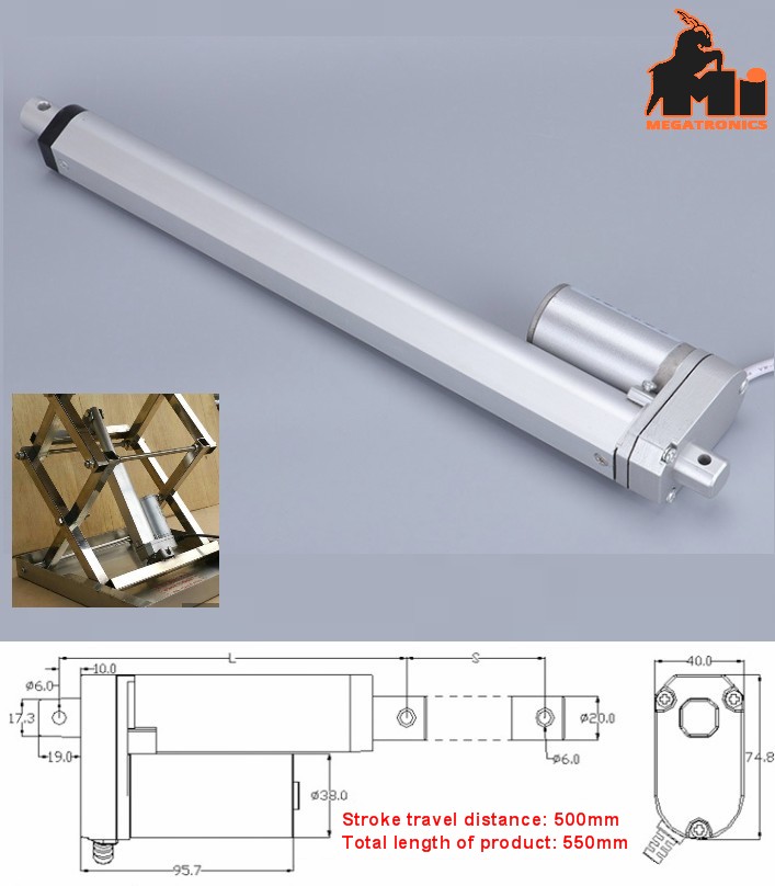 500mm 12V DC High Torque Linear Actuator Motor lifter