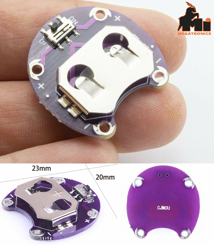 Lilypad Coin Cell Battery Holder CR2032 Arduino Battery mount with ON-OFF switch