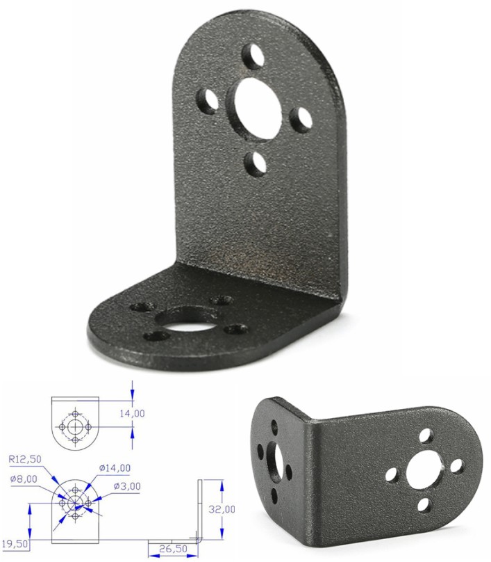 L-SHAPED servo bracket mount PTZ ROBOTIC DIY MG995 MG996