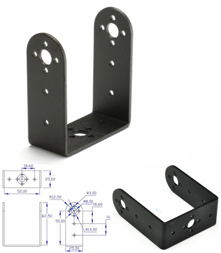 Long U-Shaped Bracket Steering Gear PTZ XRobot servo mg995 mg996