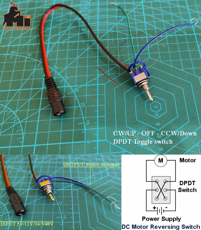 DPDT toggle switch actuator motor controller polarity reversing CW CCW H bridge 