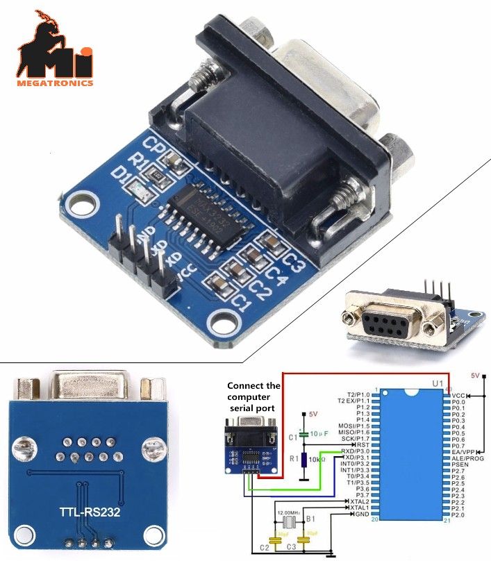 DB9 MAX3232 RS232 To TTL Converter Module DB9 Connector