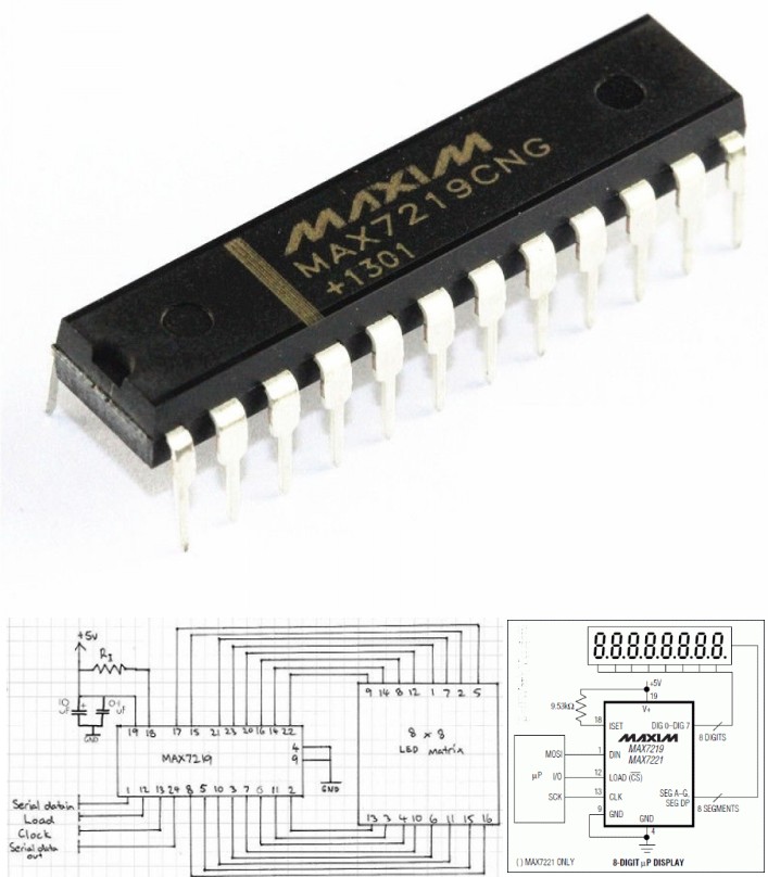 MAX7219 LED Display Driver IC common-cathode display driver
