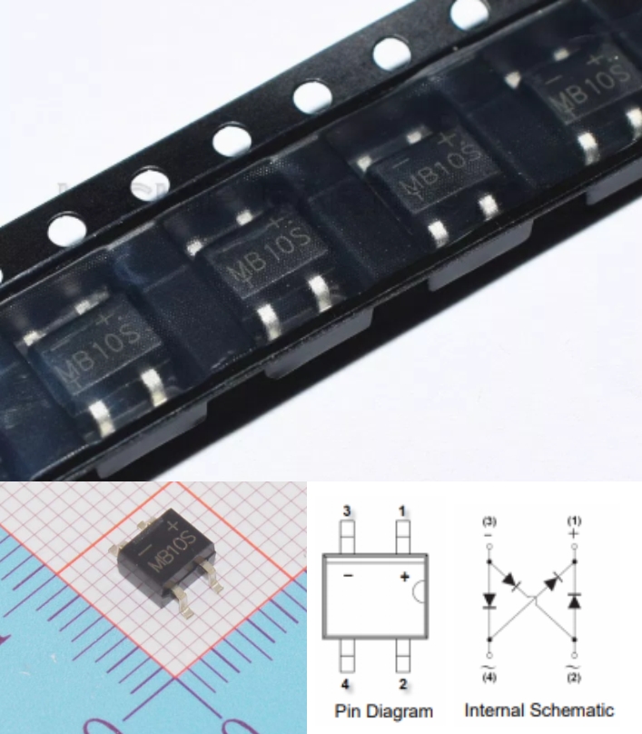 MB10S 0.5A 1000V Bridge rectifier SOP4 SMD