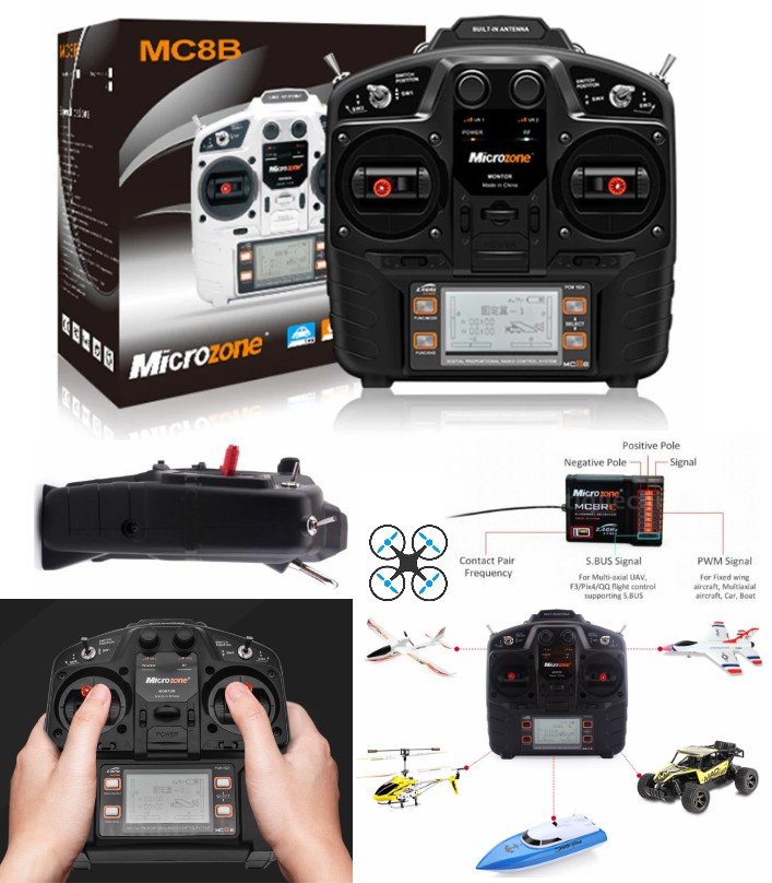 MC8B 2.4G 8CH Microzone remote Transmitter MC9002 Receiver