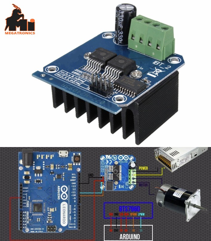 BTS7960B Motor Driver 43A H Bridge Drive PWM motor speed controller 6-27v