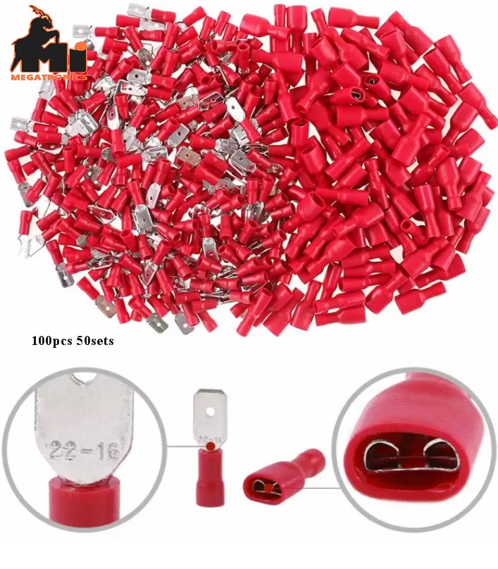 10pcs 5pairs Red Insulated Wire Cable Connector male female thimble terminal 