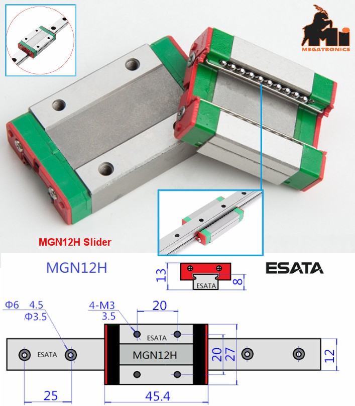 MGN12H Linear Rail Slider 12mm CNC 3D Accuracy Car