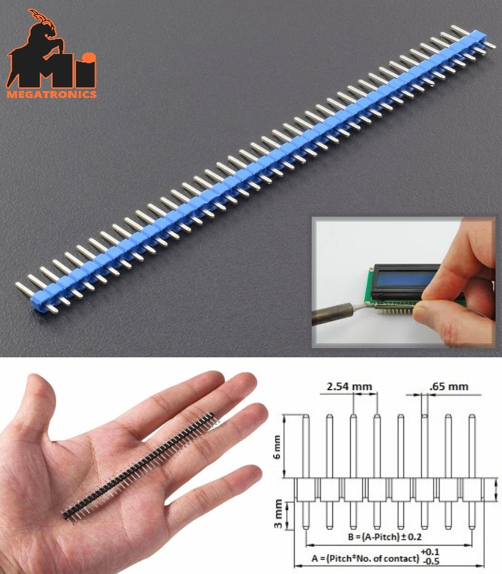 Blue 40 Pin Male Headers 2.54 Pitch Breakable Break-away connector