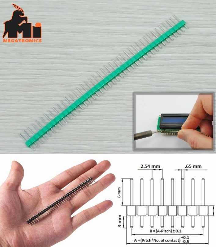 Green 40 Pin Male Headers 2.54 Pitch Breakable Break-away connector