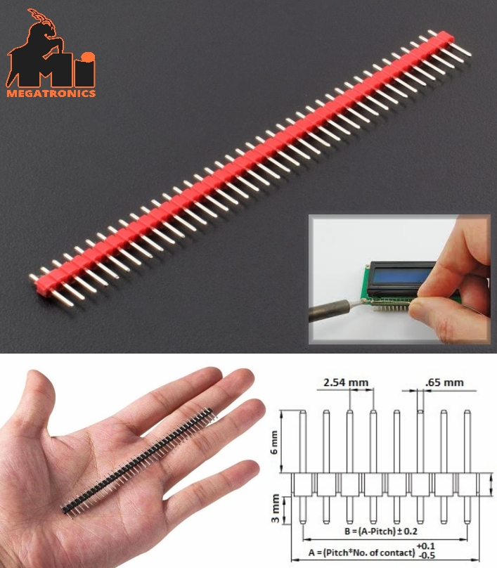 Red 40 Pin Male Headers 2.54 Pitch Breakable Break-away connector