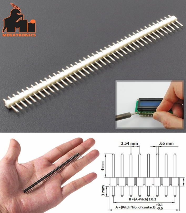 White 40 Pin Male Headers 2.54 Pitch Breakable Break-away connector