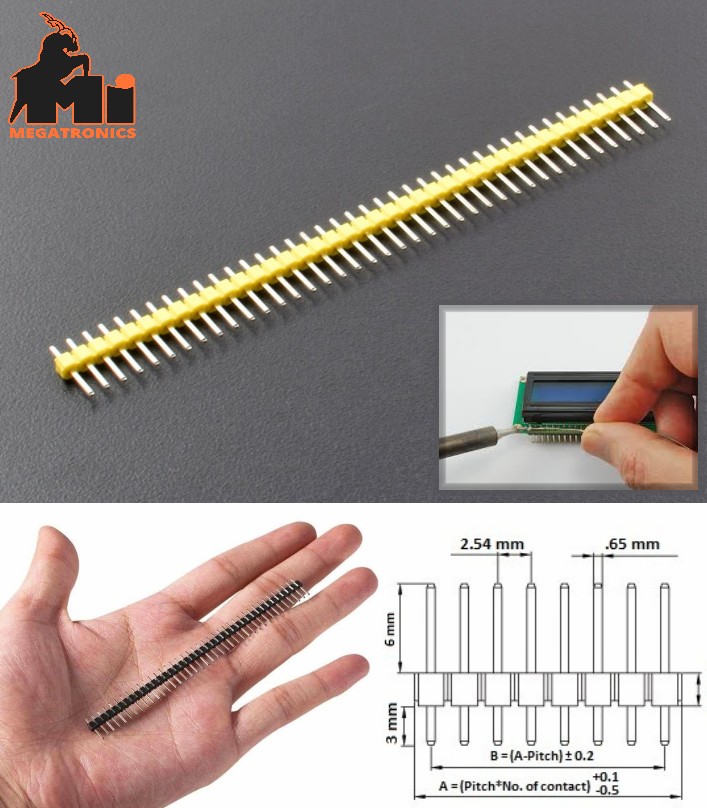 yellow 40 Pin Male Headers 2.54 Pitch Breakable Break-away connector