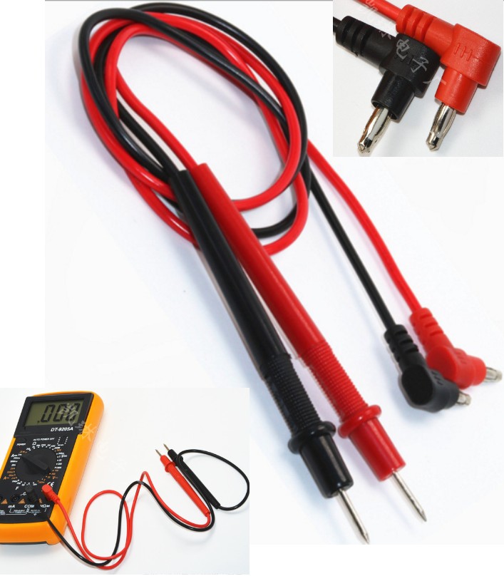 Pair of Multimeter Test Probe Leads Banana Plug Connectors probs probes