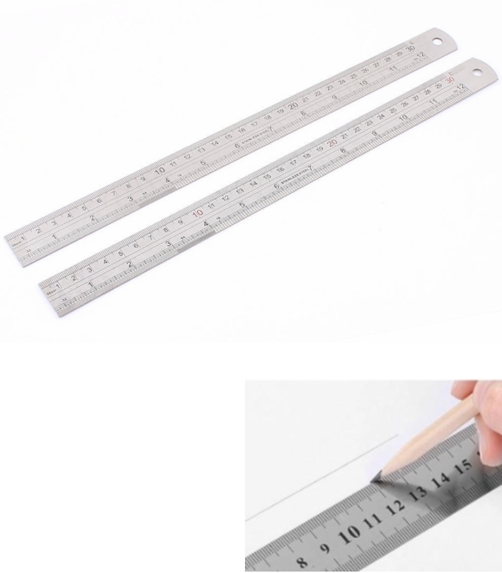 Stainless Steel Ruler 30CM Double Sided Straight Measurement