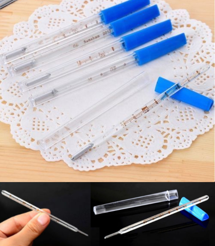 Triangular glass mercury thermometer medical house