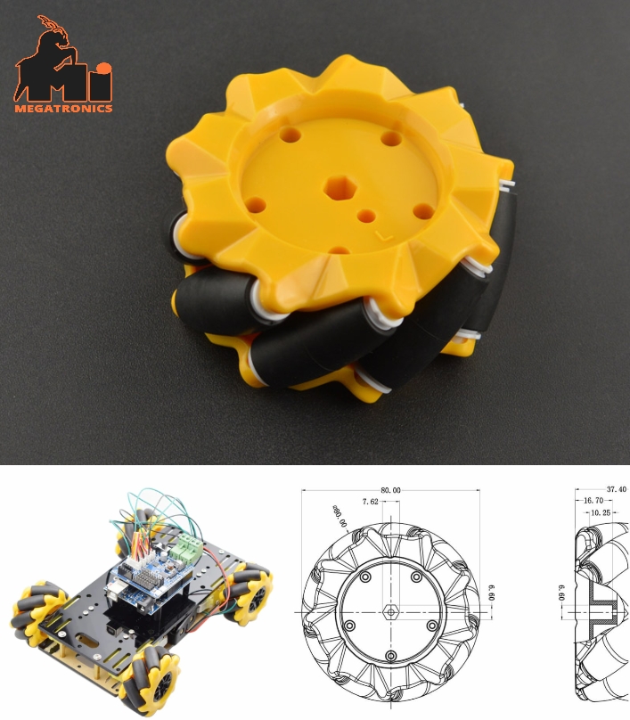 80mm Left side Mecanum Omni-directional Wheel ROBOT Smart chassis tyre tire
