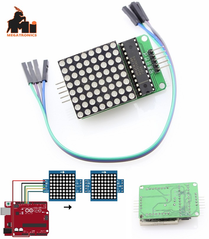 MAX7219 Red 8x8 Dot Matrix display led screen with wires