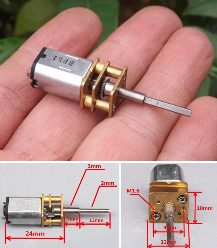 N20 DC 3-6V small gear motor metal gears long shaft