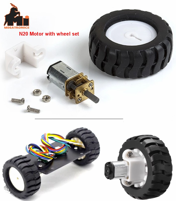 5v-9v N20 Micro Gear Motor + Rubber wheels kit For Robot Small tyre tire