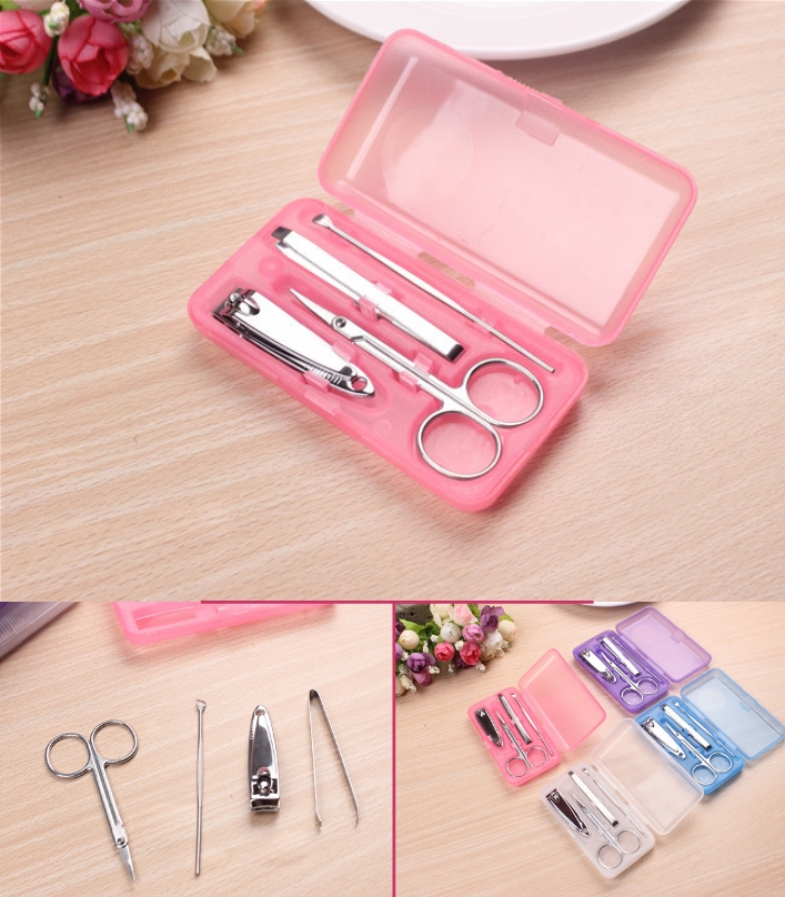 W5104 Stainless Steel Nail Tool Set Plastic Box Nail art set