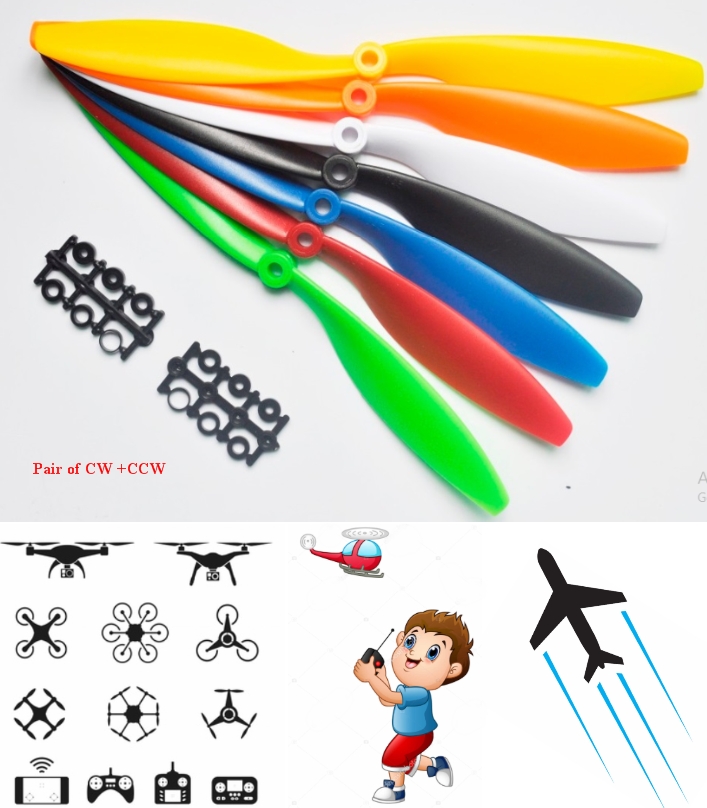 Yellow 1045 Multiaxial ABS blade propellers pair