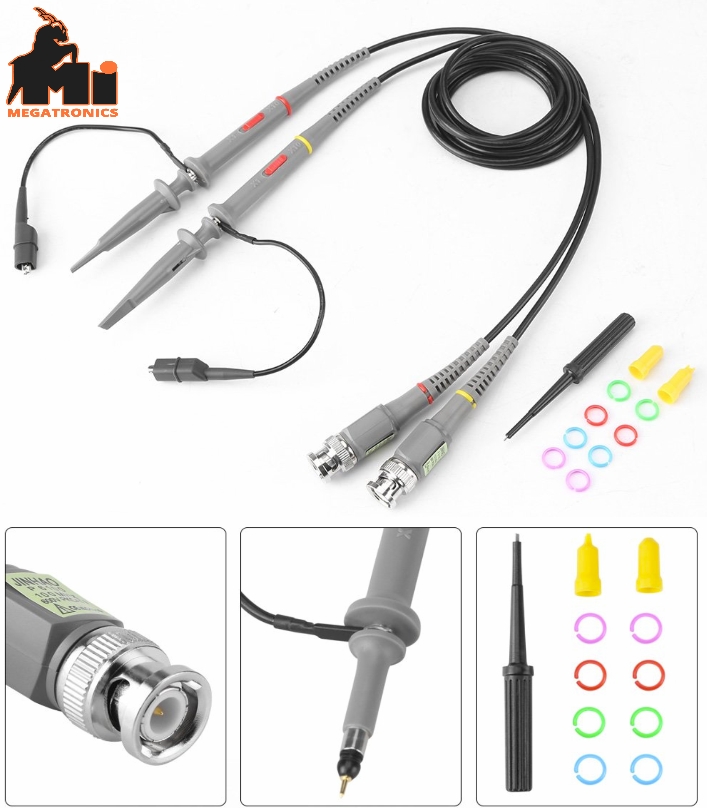 P6100 100Mhz Oscilloscope Probe 2pcs Oscilloscope Clip Probe 1X/10X