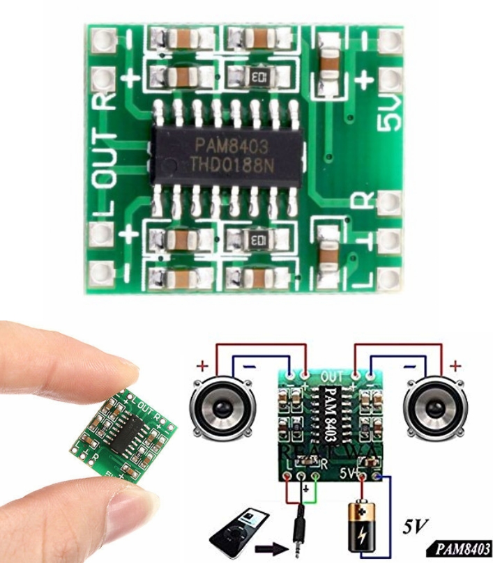 PAM8403 2X3W Mini Audio Class D amplifier board