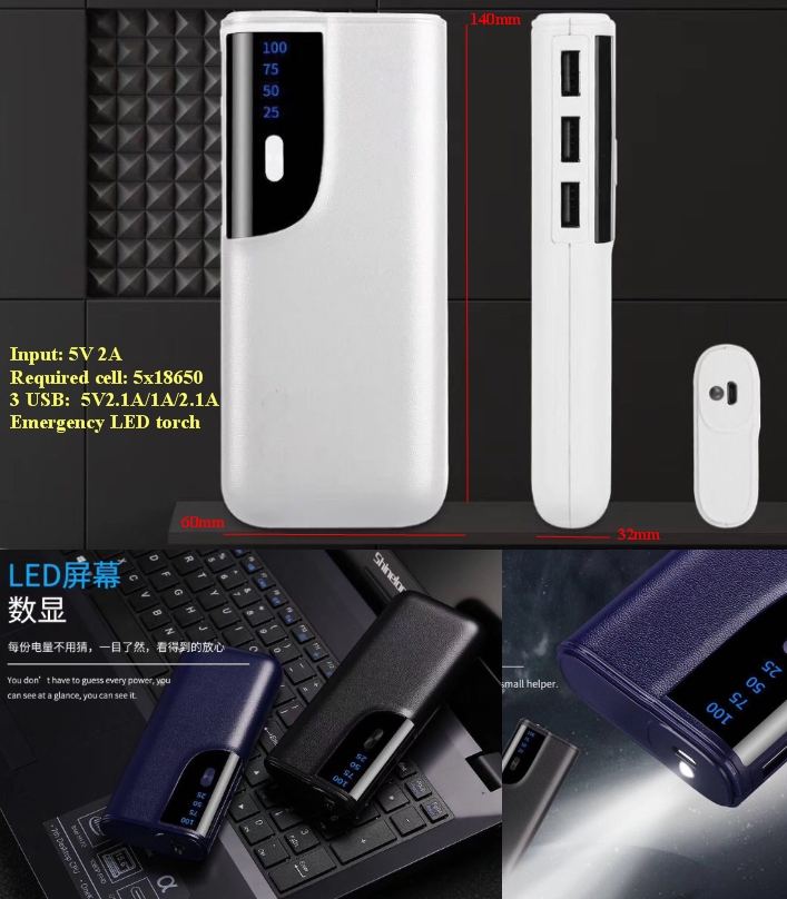 DIY PBC6 Power bank case housing PCB LED torch pcb and case only no cells
