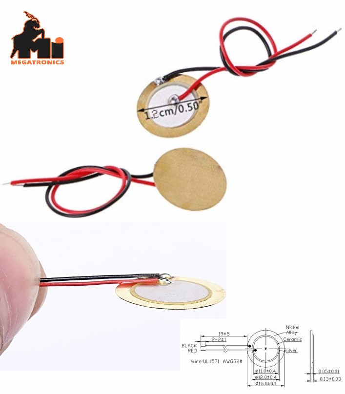 12mm Piezoelectric Ceramic Buzzer beep Wafer Plate sound