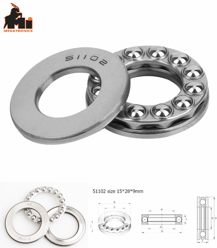 51102 Aircraft Planar Thrust Ball Bearing 15x28x9 Thrust Ball Bearing