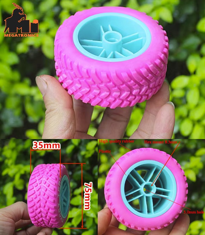 75mm Robot climbing car tire tyre wheel hollow good elasticity DIY toy chassis accesso