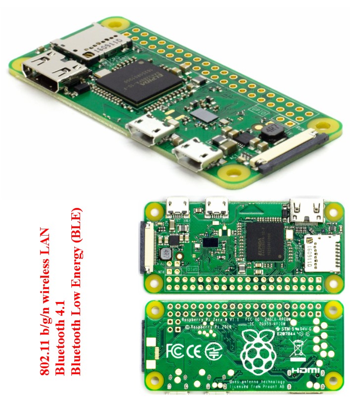 Raspberry Pi Zero WiFi camera port(Wifi+Bluetooth) original pins soldered