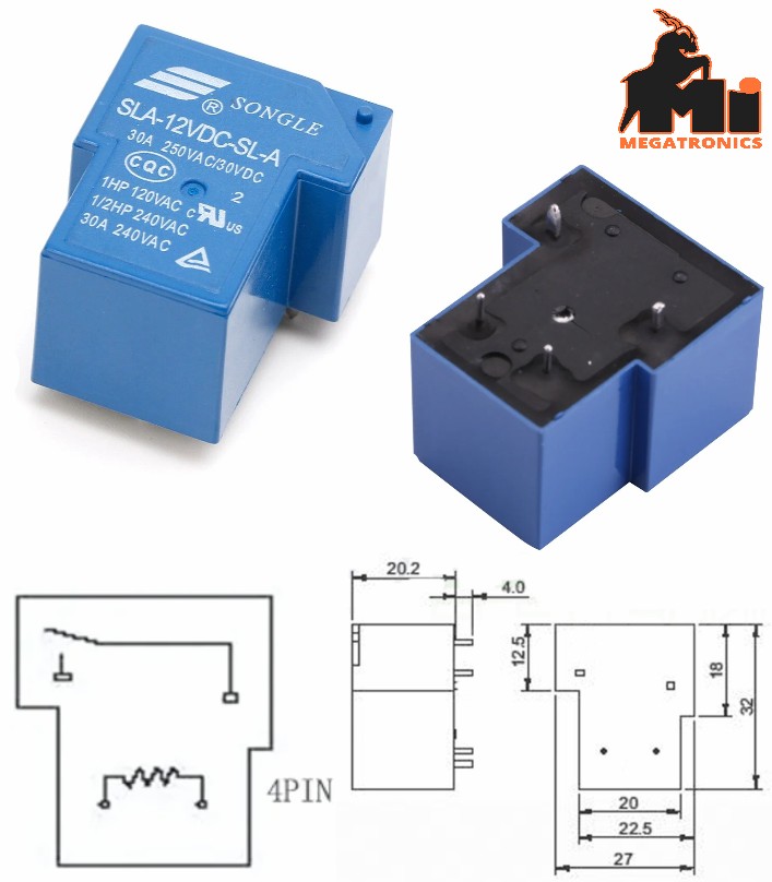 T-90 SLA-12VDC-SL-A Songle Relay 12V DC 30A 250VAC 30VDC 4Pin power relay