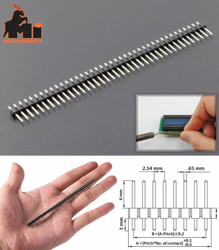 Male header rows 40pins 2.54mm pcb Break-away connector black