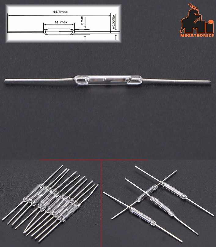Magnetic Glass Reed Switch 2x14mm Normally Open N/O 2-Pin induction switch